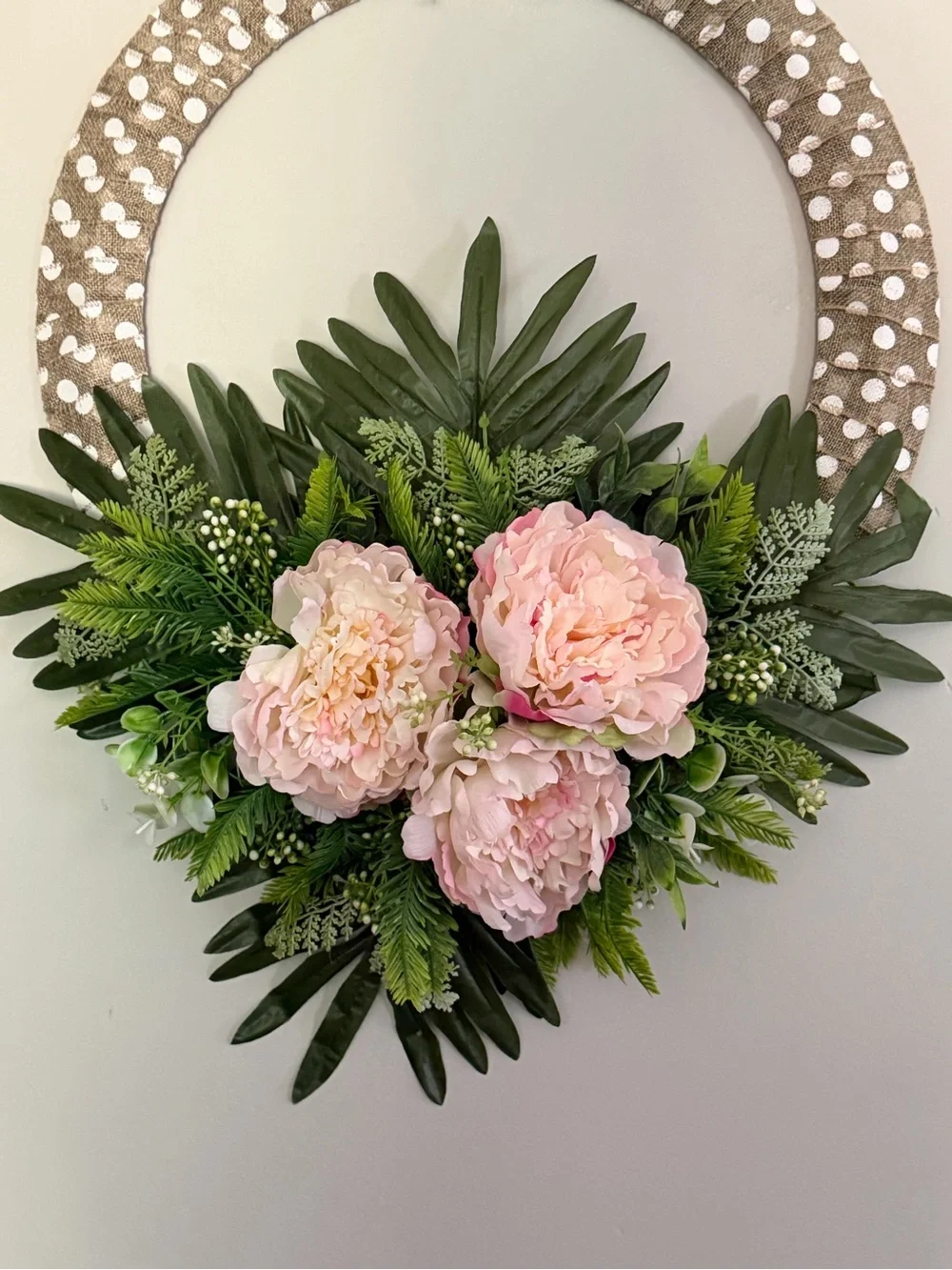 Large Wreath | Blush Pink Peony w/Green Foliage
